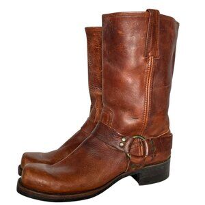 Vintage 80s Frye Black Label Harness Boots 12 Biltrite Square Toe Moto USA Brown